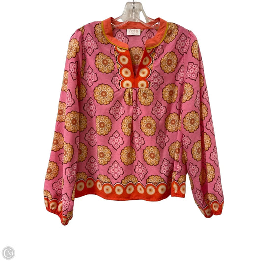 Top Long Sleeve By Fate In Pink, Size: S