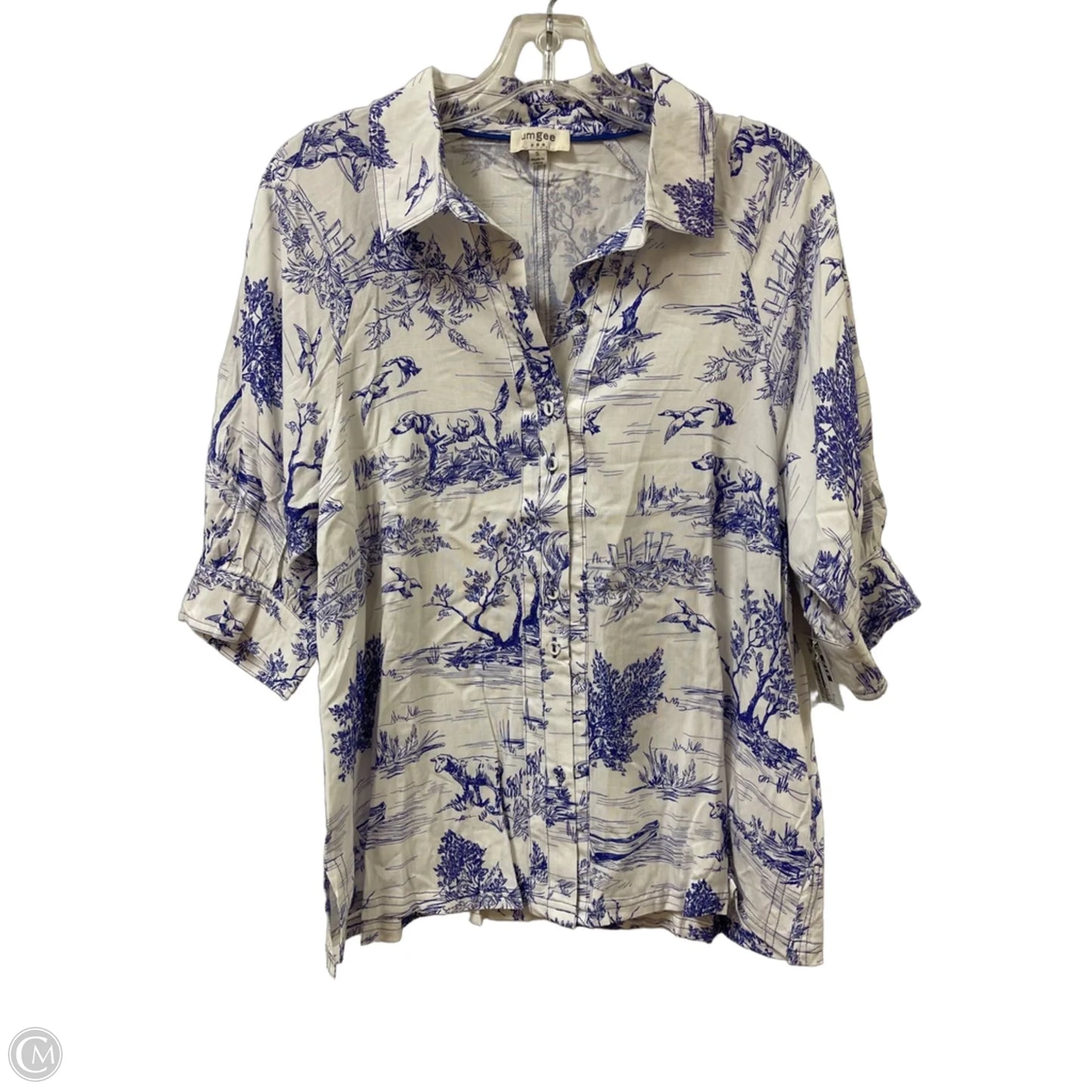 Blouse Short Sleeve By Umgee In Blue, Size: S