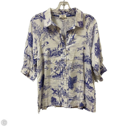 Blouse Short Sleeve By Umgee In Blue, Size: S