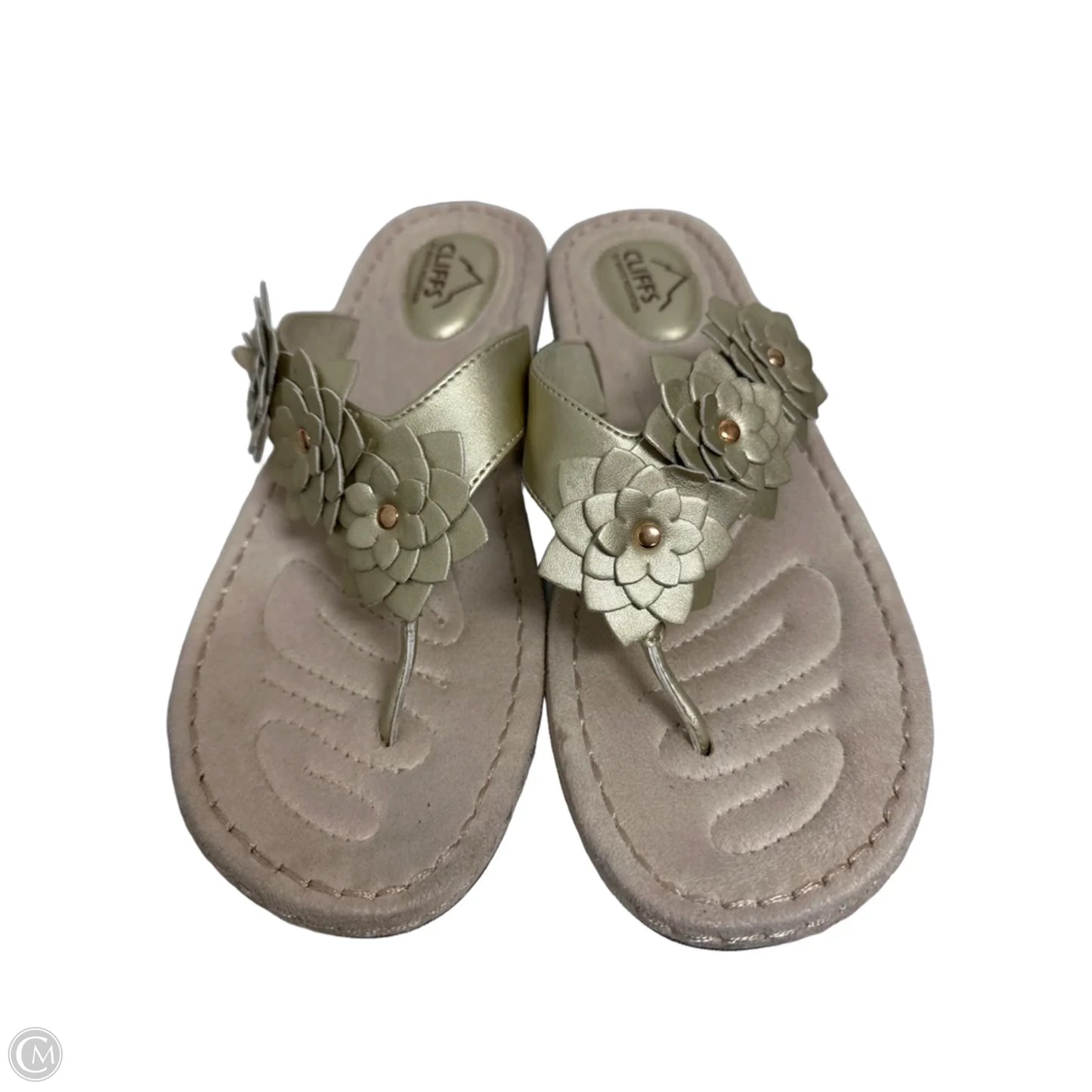 Sandals Flip Flops By Cliffs By White Mountain In Gold, Size: 10