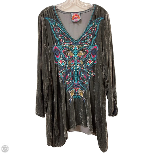 Tunic Designer By Johnny Was In Grey, Size: L