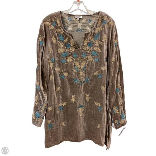 Tunic Long Sleeve By Cma In Tan, Size: L