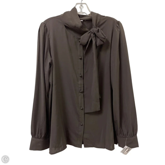 Blouse Long Sleeve By Calvin Klein In Brown, Size: L