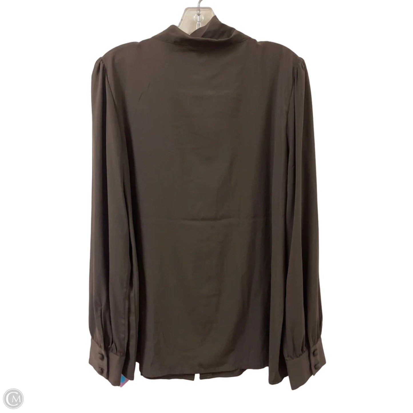 Blouse Long Sleeve By Calvin Klein In Brown, Size: L