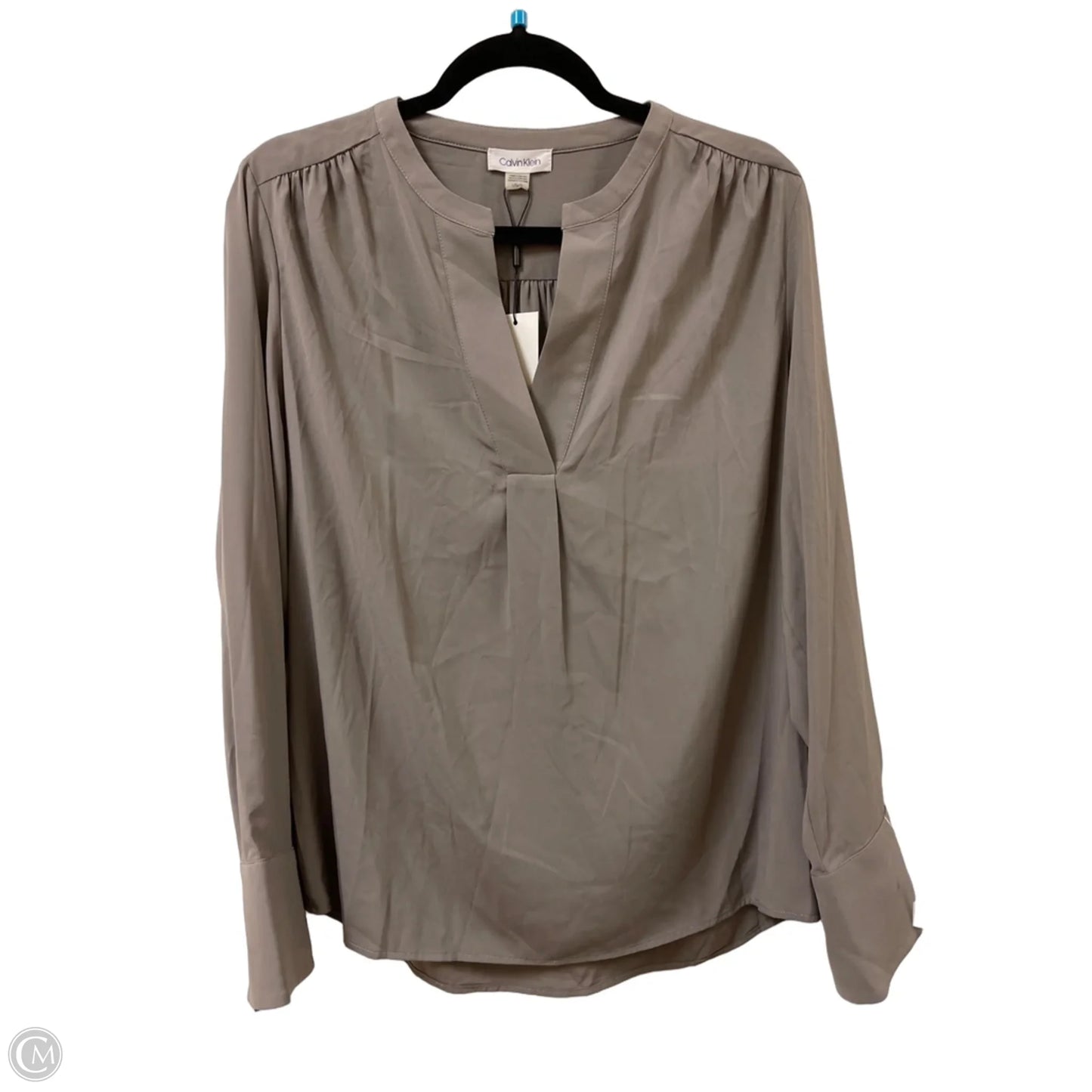 Top Long Sleeve By Calvin Klein In Grey, Size: L