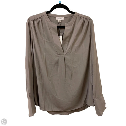 Top Long Sleeve By Calvin Klein In Grey, Size: L