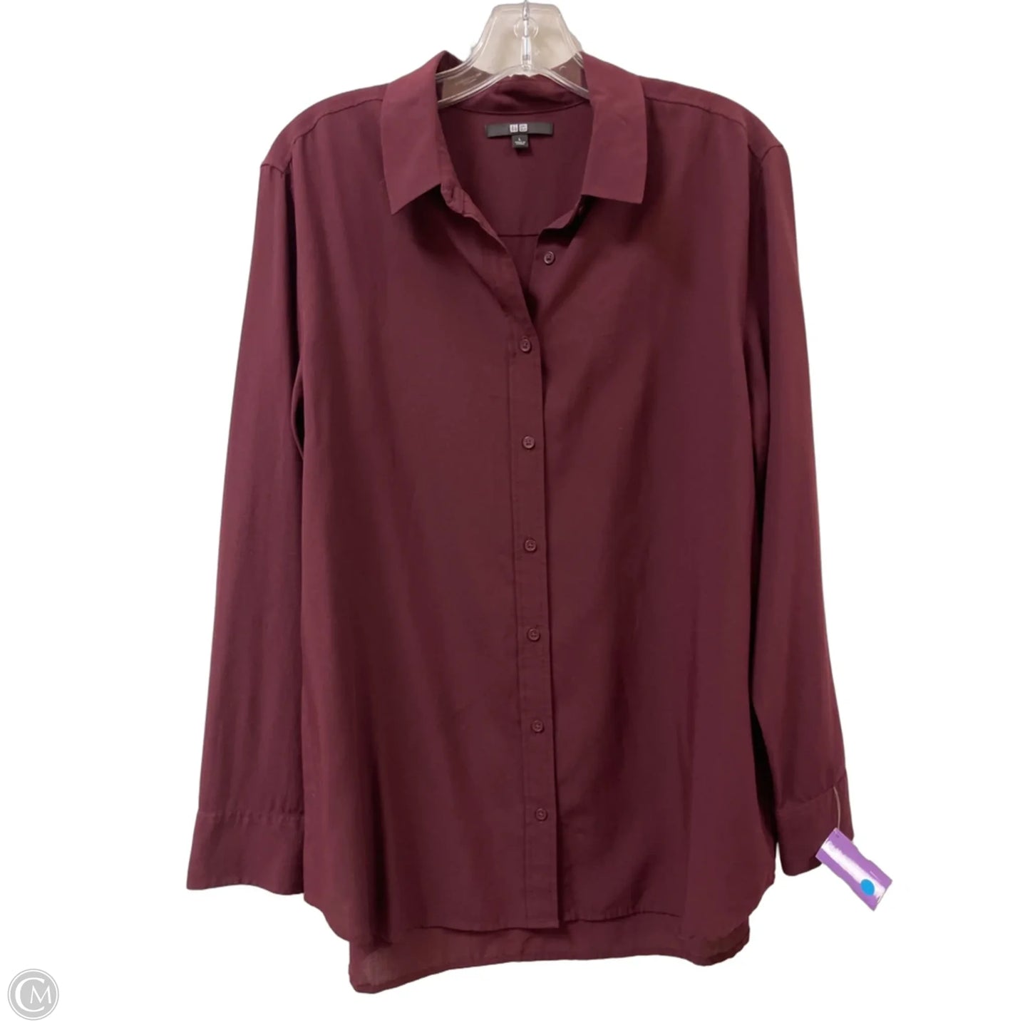 Blouse Long Sleeve By Uniqlo In Red, Size: L