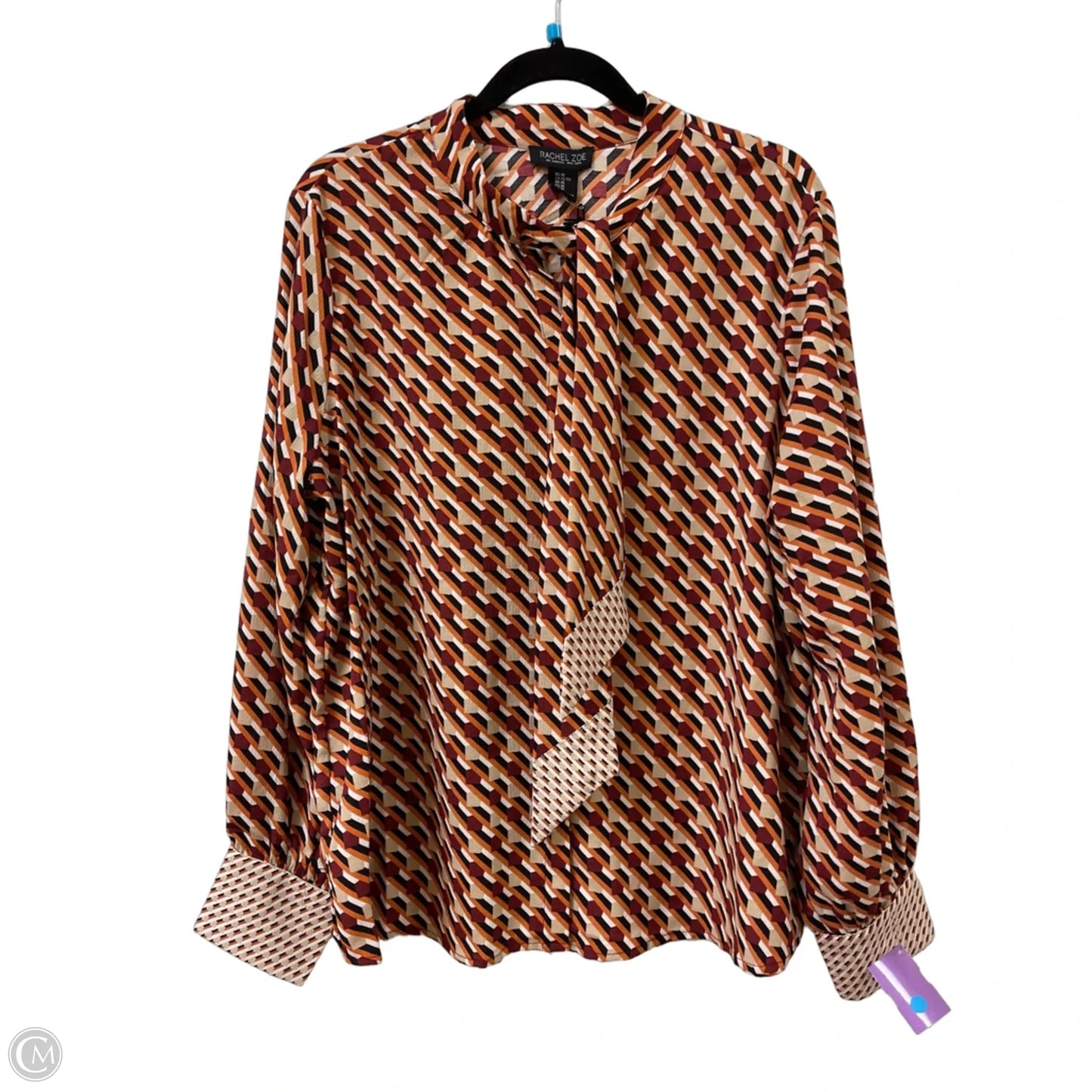 Blouse Long Sleeve By Rachel Zoe In Orange & Red, Size: Xl