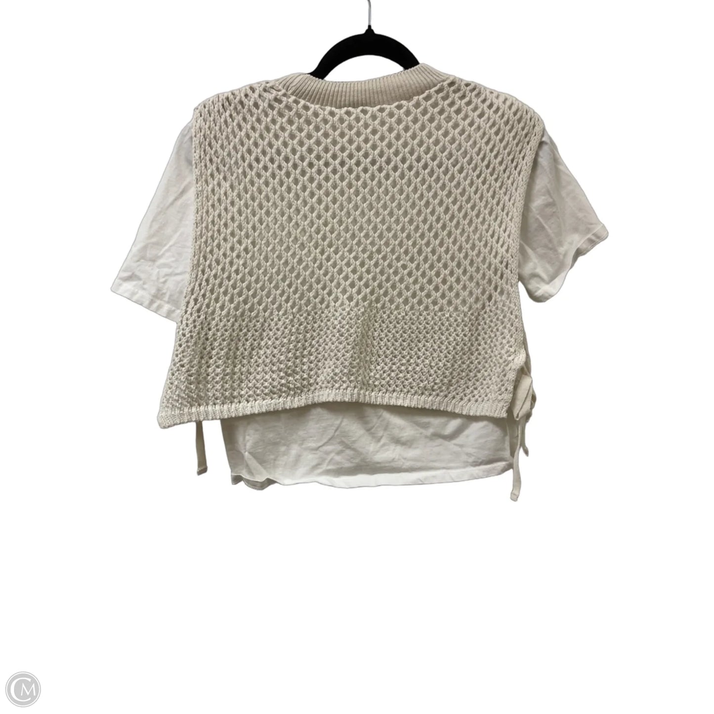 Sweater Short Sleeve By Zara In Cream, Size: M