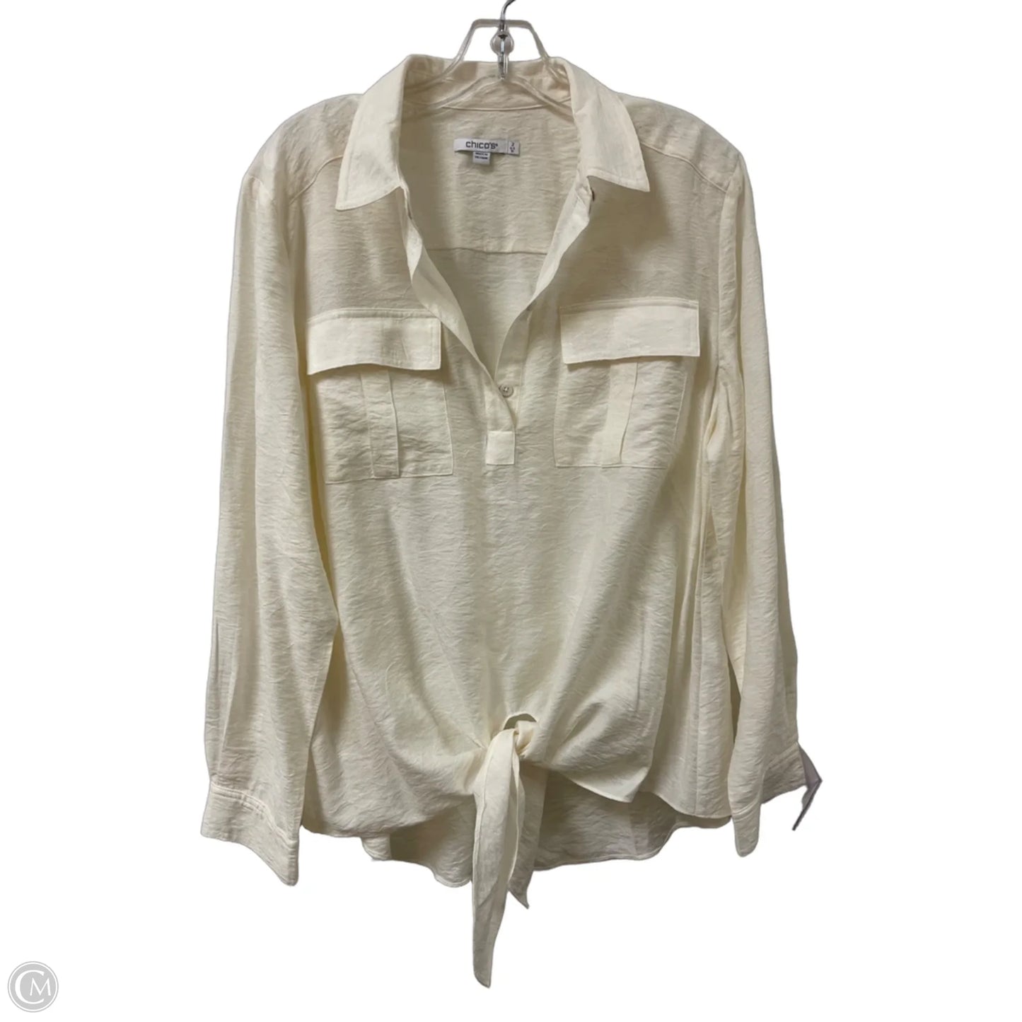 Top Long Sleeve By Chicsoul In Cream, Size: L