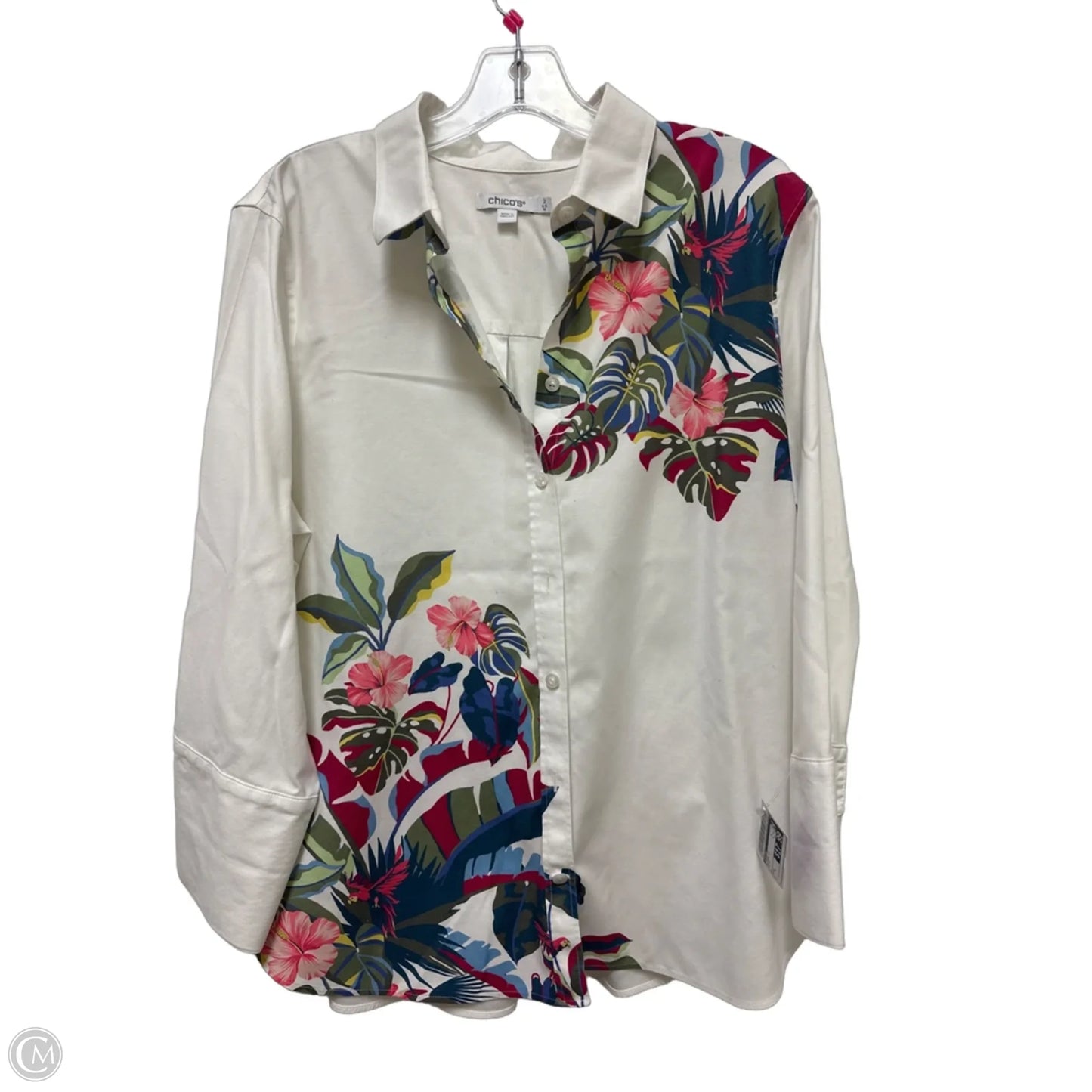 Blouse Long Sleeve By Chicos In White, Size: L