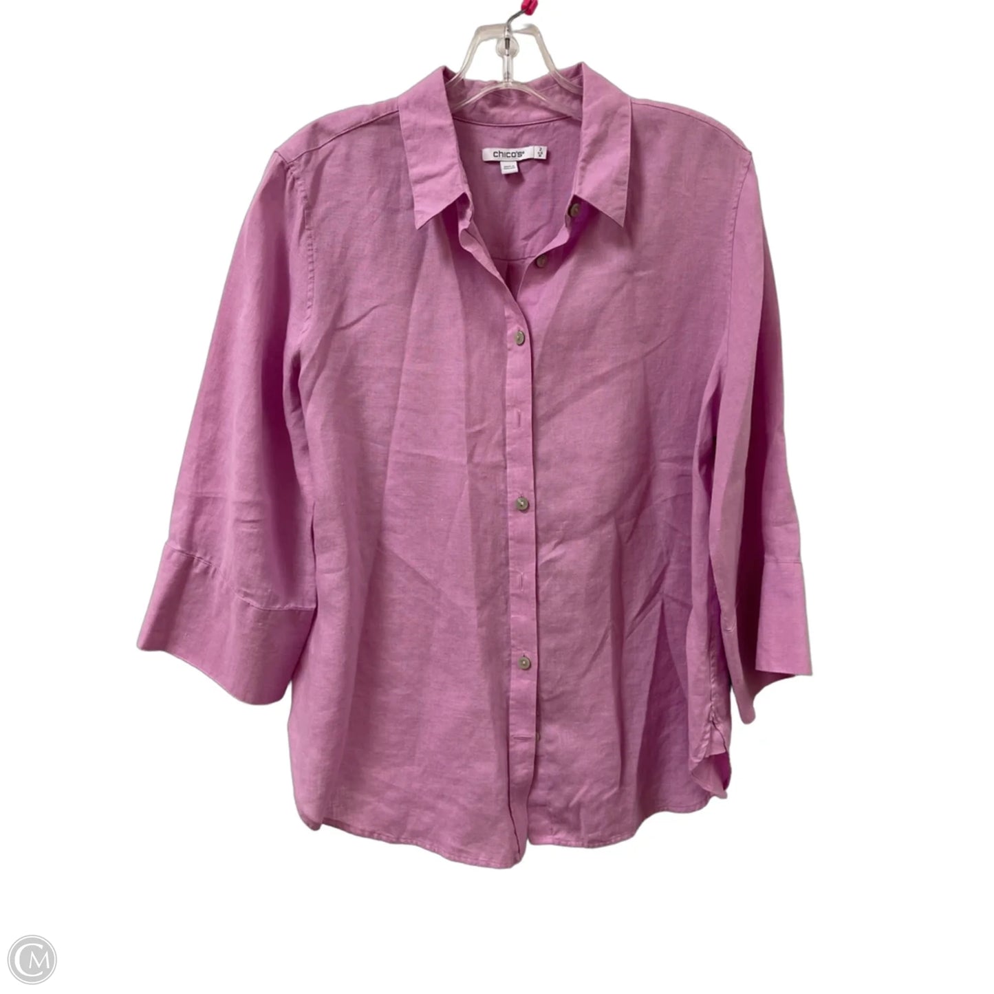 Blouse Long Sleeve By Chicos In Purple, Size: L