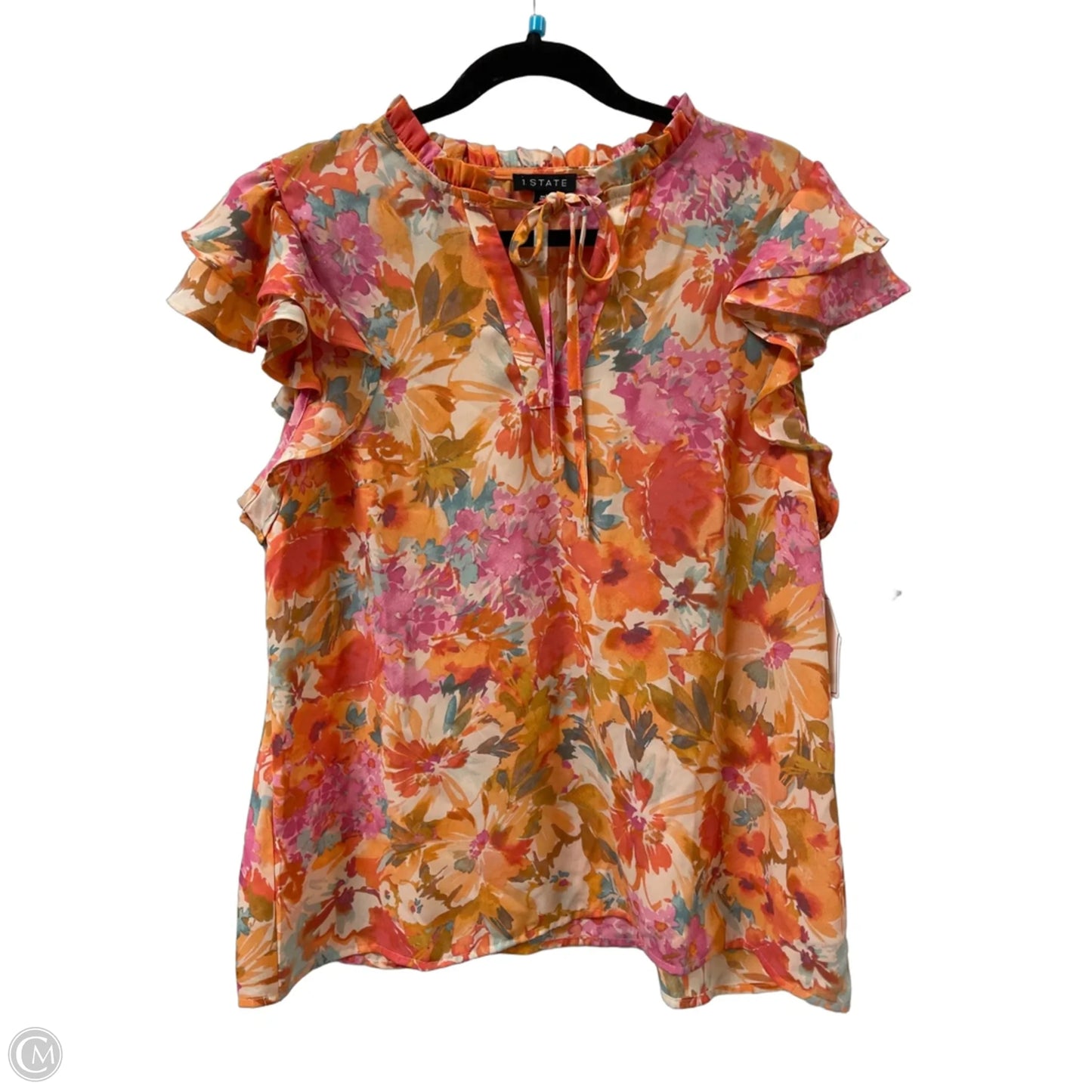 Top Short Sleeve By 1.state In Floral Print, Size: L