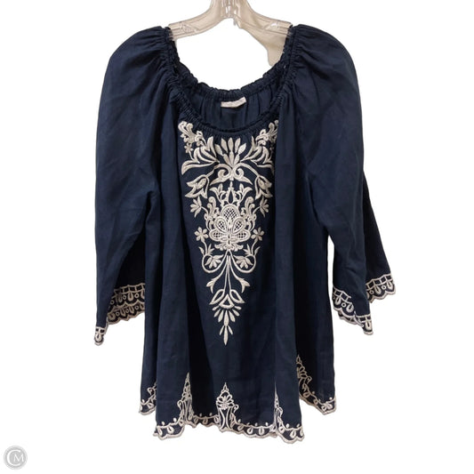 Top Long Sleeve By Charter Club In Navy, Size: Xl