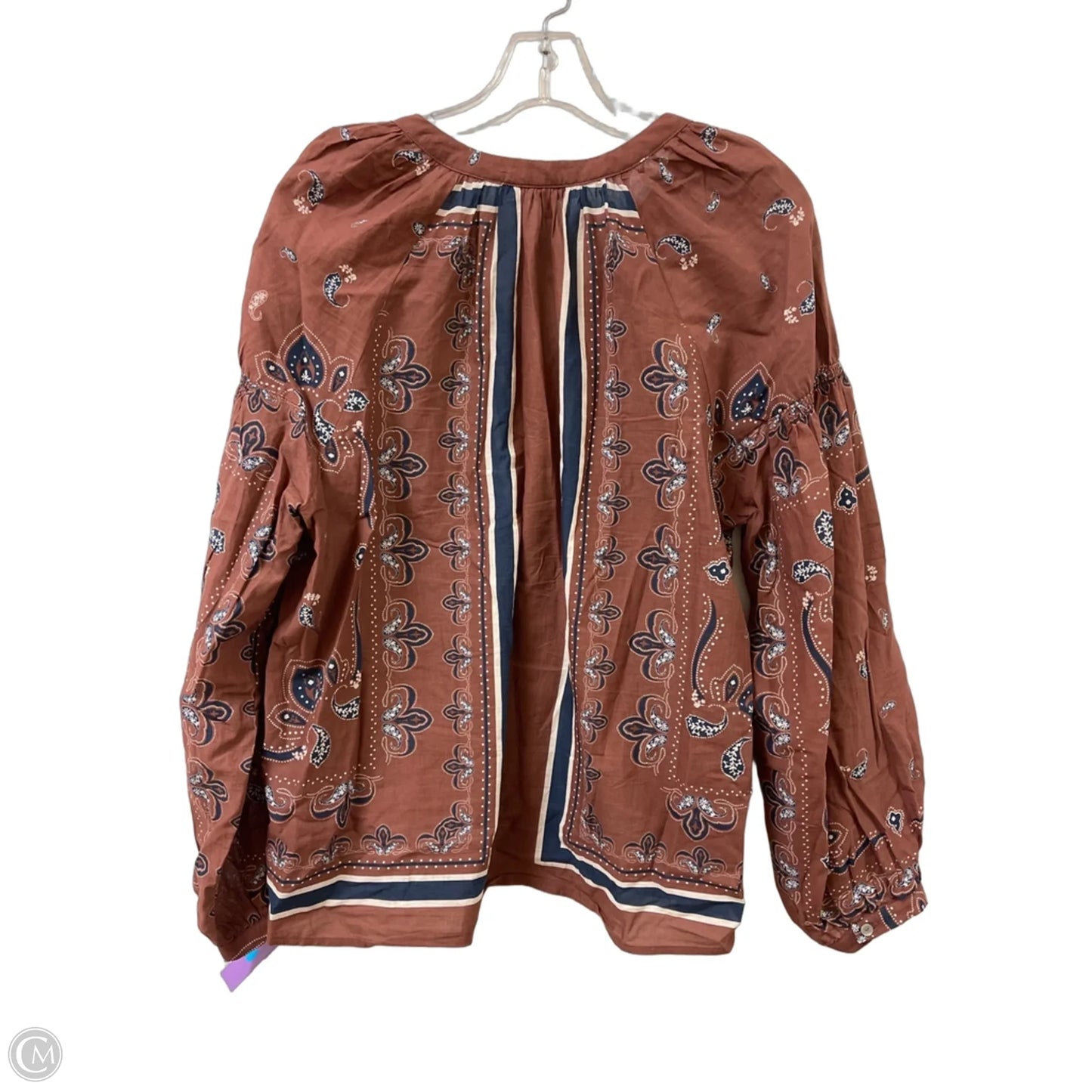 Blouse Long Sleeve By Dr2 In Brown, Size: L