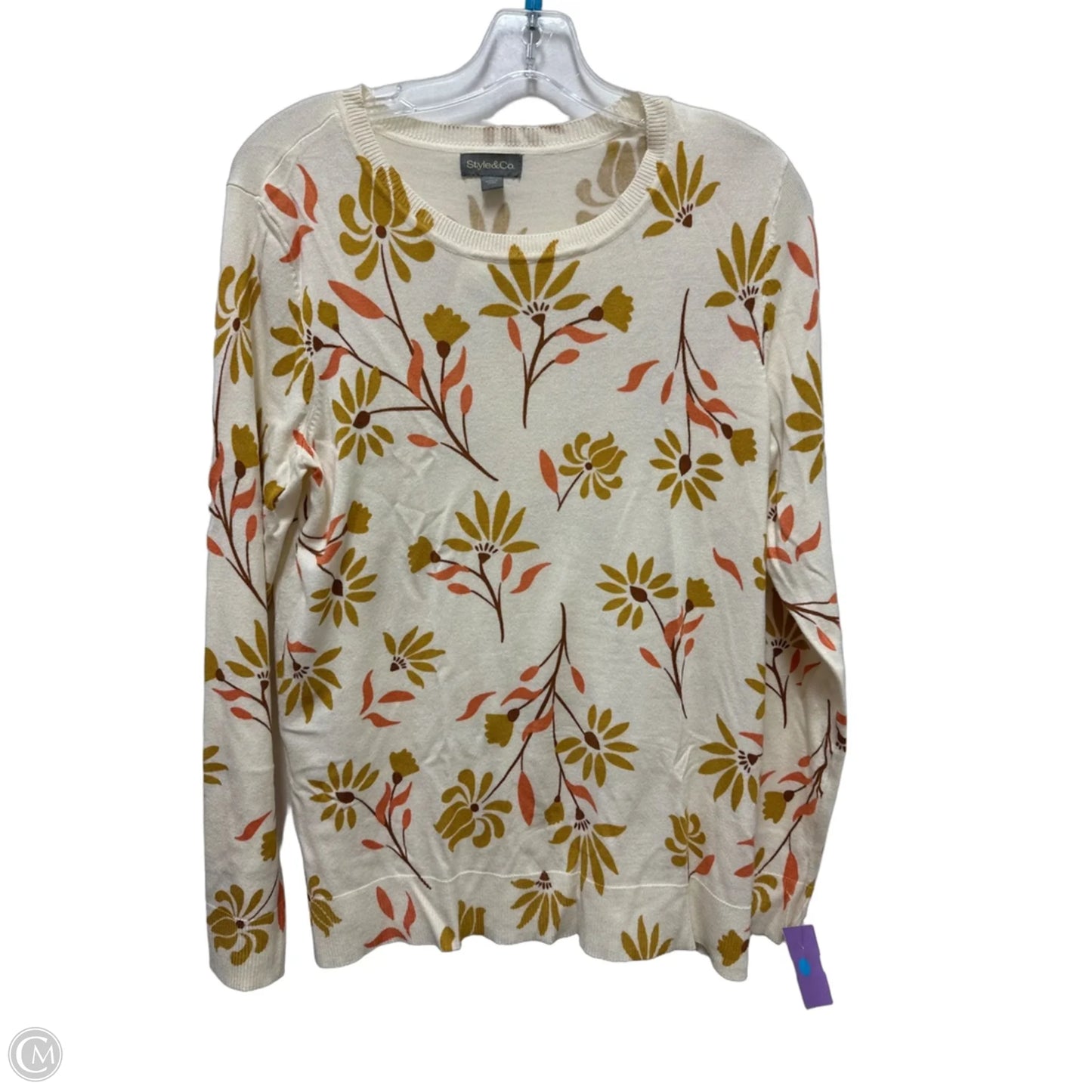 Sweater By Style And Company In Floral Print, Size: M