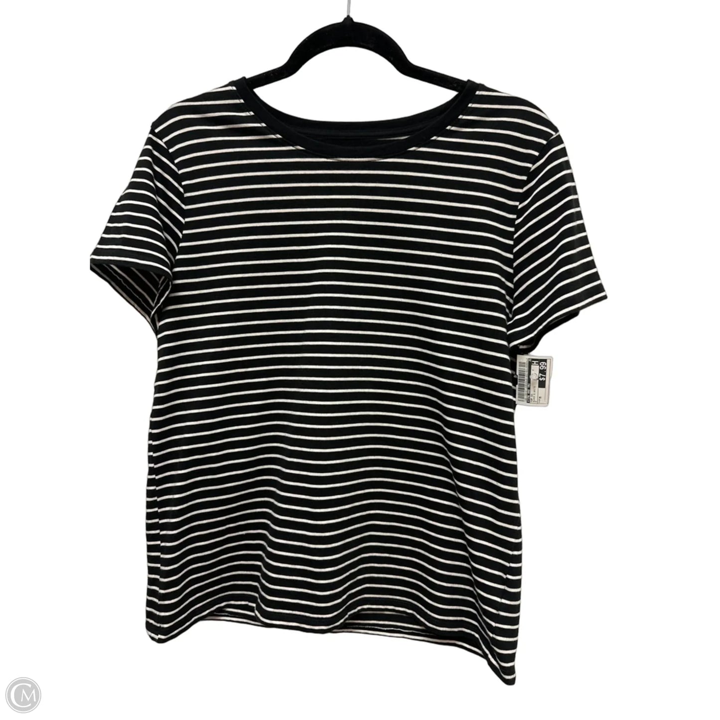 Top Short Sleeve By Time And Tru In Black & White, Size: M