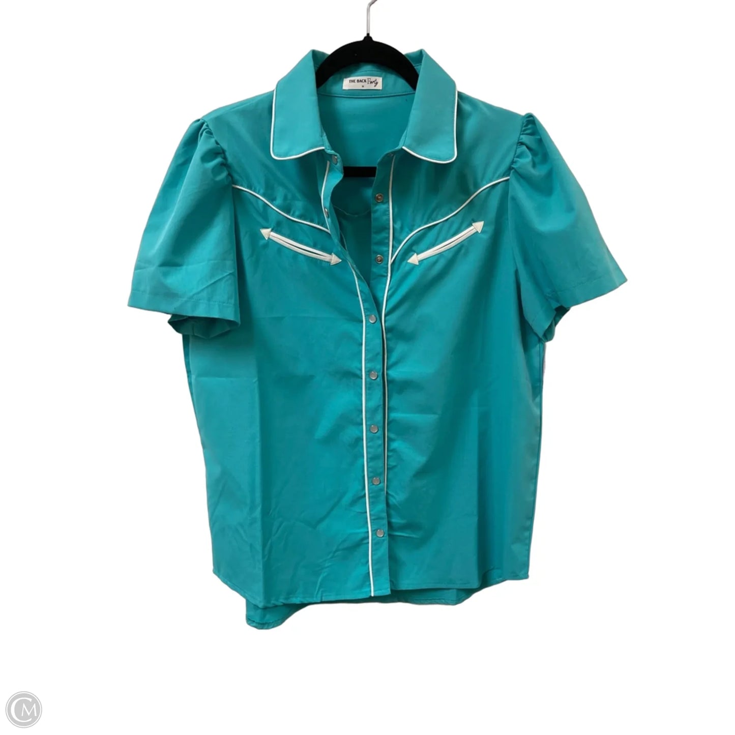 Blouse Short Sleeve By Clothes Mentor In Teal, Size: M