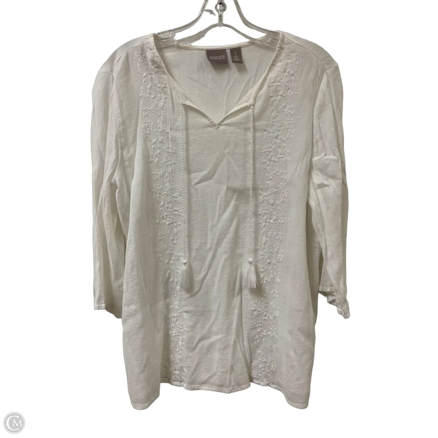Top Long Sleeve By Chicos In White, Size: M