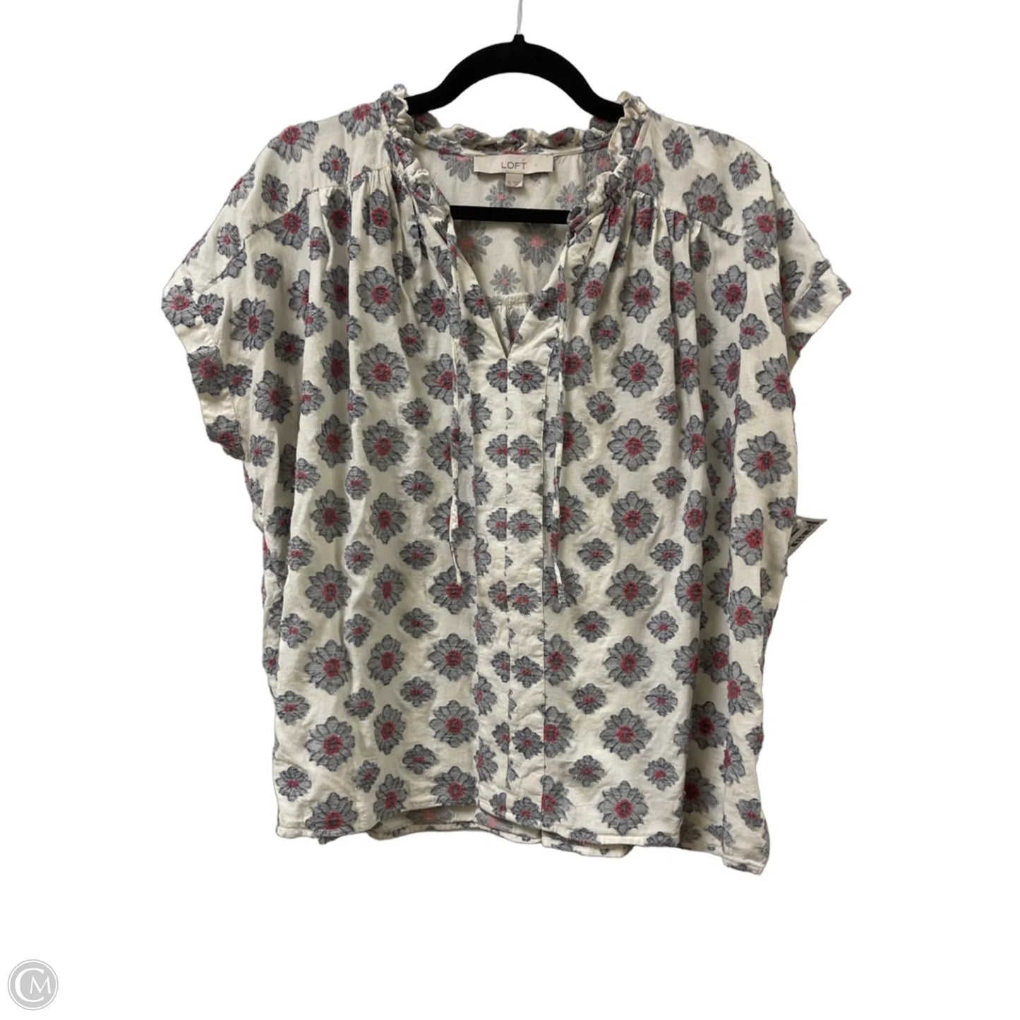 Top Short Sleeve By Loft In Floral Print, Size: Xl