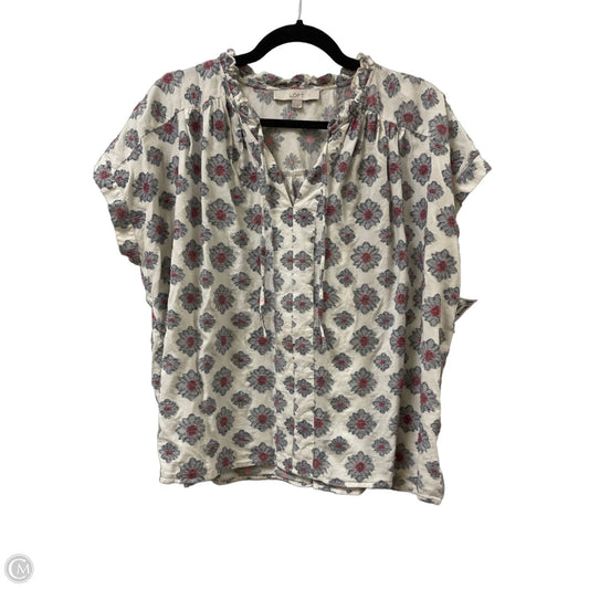 Top Short Sleeve By Loft In Floral Print, Size: Xl