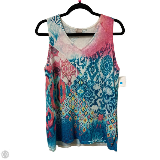 Top Sleeveless By Chicos In Multi-colored, Size: L
