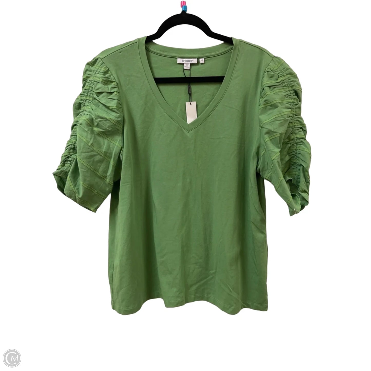 Top Short Sleeve By Chicos In Green, Size: L