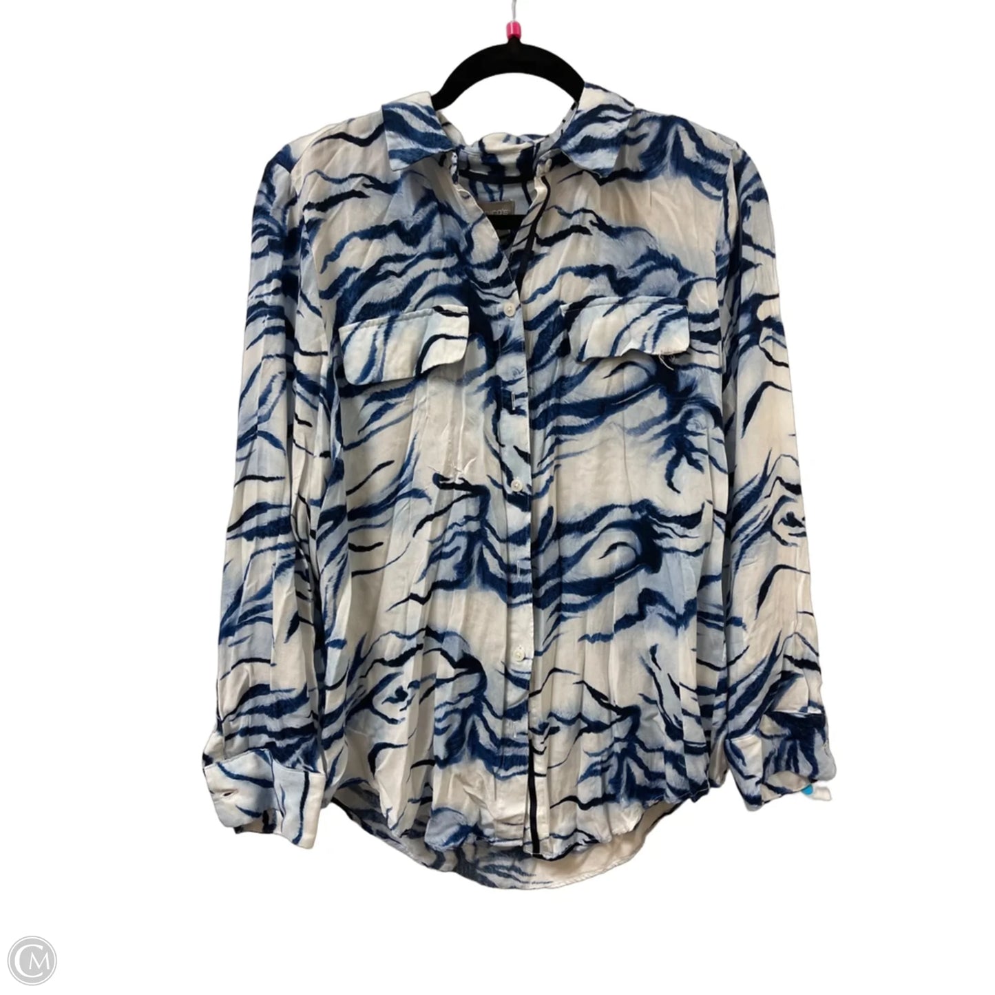 Blouse Long Sleeve By Chicos In Blue, Size: L