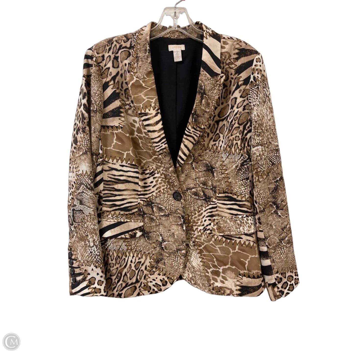 Blazer By Chicos In Animal Print, Size: L