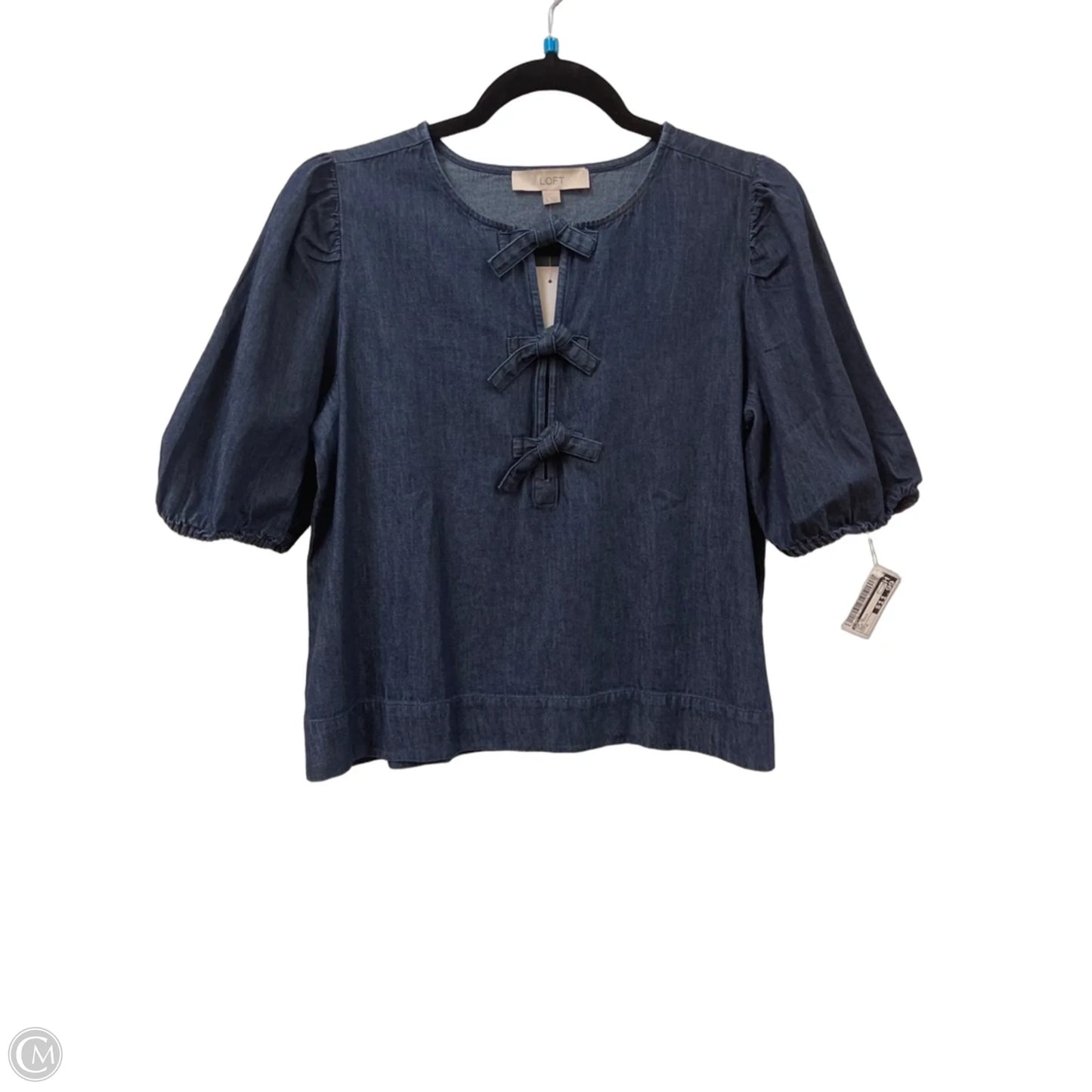 Top Short Sleeve By Loft In Blue Denim, Size: S