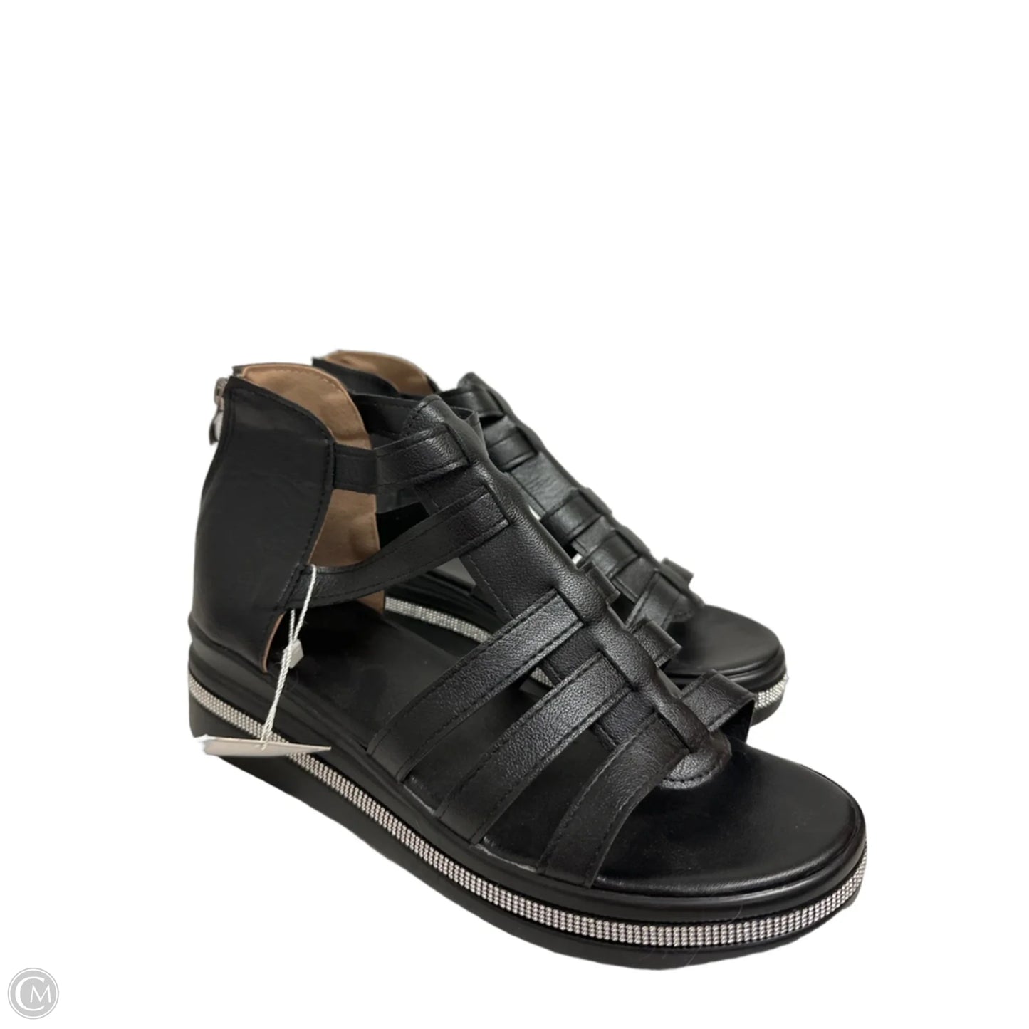 Sandals Flats By Clothes Mentor In Black, Size: 12.5