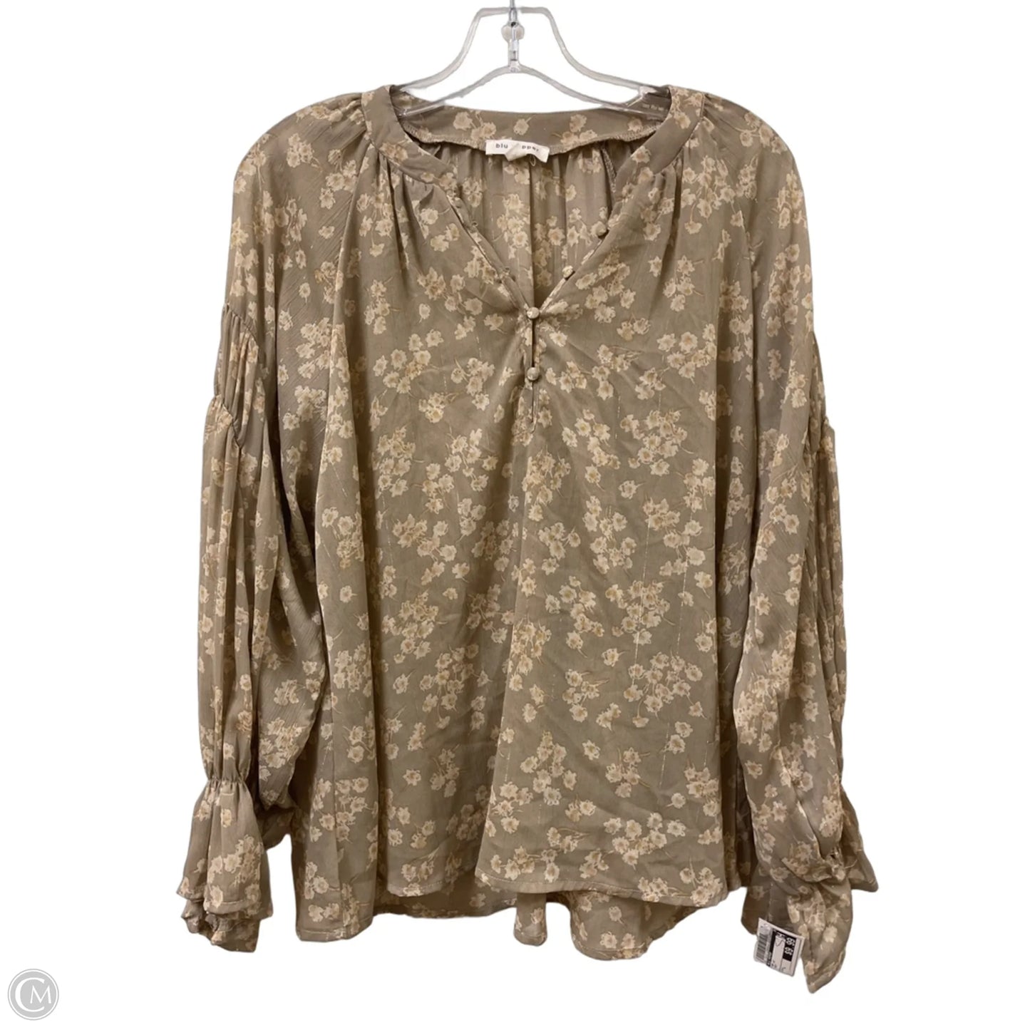 Top Long Sleeve By Blu Pepper In Grey, Size: L