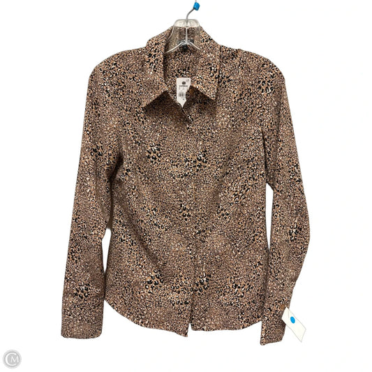 Blouse Long Sleeve By Express In Animal Print, Size: Xs