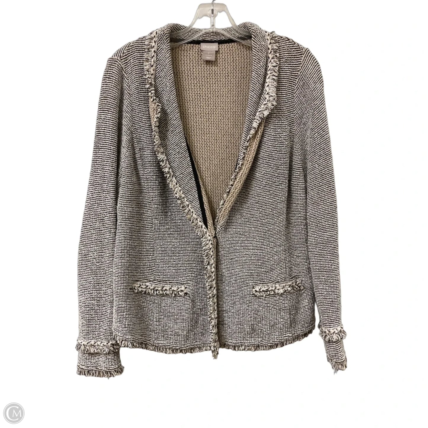 Blazer By Chicos In Black & Cream, Size: M