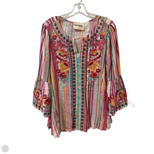 Top Long Sleeve By Savanna Jane In Pink, Size: S
