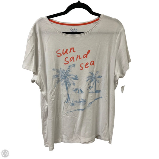 Top Short Sleeve By Croft And Barrow In White, Size: 1x