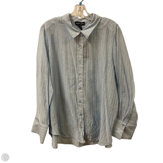 Blouse Long Sleeve By Modern Works In Blue, Size: 1x