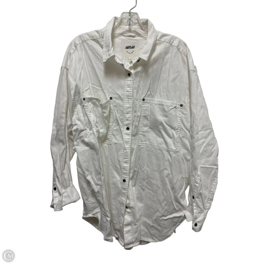 Jacket Shirt By Aerie In White, Size: L