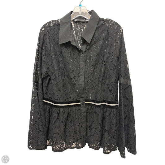 Blouse Long Sleeve By New York And Co In Black, Size: L
