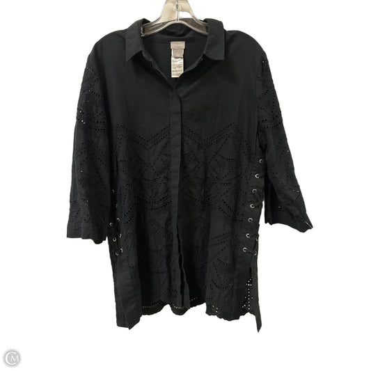 Tunic Long Sleeve By Chicos In Black, Size: L