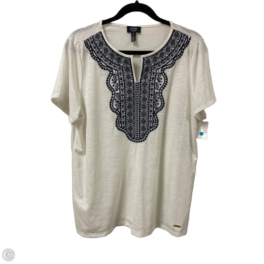 Top Short Sleeve By Jones New York In White, Size: L