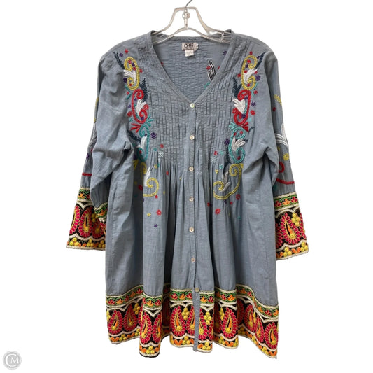 Tunic Long Sleeve By Clothes Mentor In Blue, Size: L
