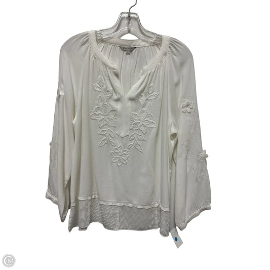 Top Long Sleeve By John Mark In White, Size: M