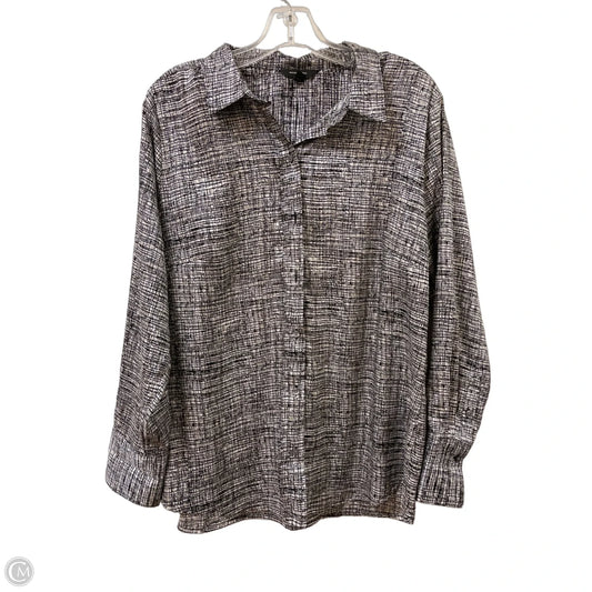 Blouse Long Sleeve By Banana Republic In Black & White, Size: Xl