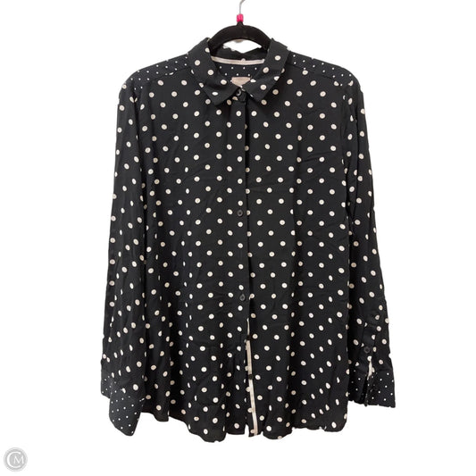 Blouse Long Sleeve By Chicos In Polkadot Pattern, Size: Xl