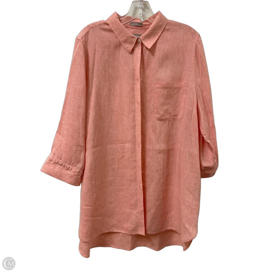 Blouse Long Sleeve By Chicos In Coral, Size: Xl