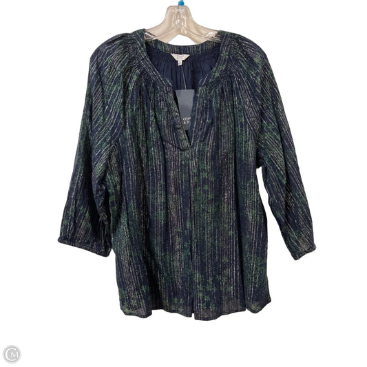 Top Long Sleeve By Crown And Ivy In Blue & Green, Size: L