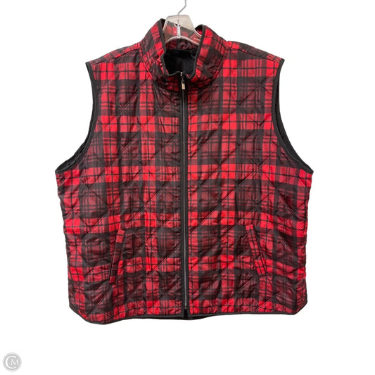Vest Puffer & Quilted By Onque In Black & Red, Size: 3x
