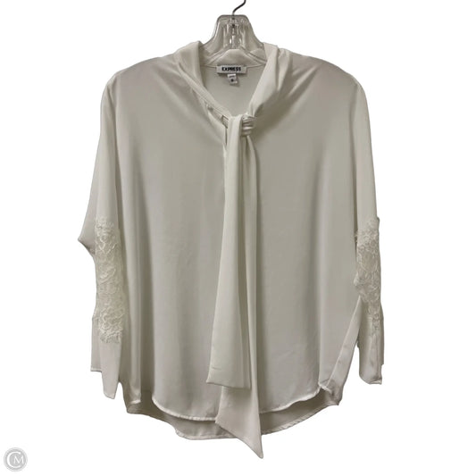Blouse Long Sleeve By Express In White, Size: Xs