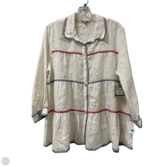 Blouse Long Sleeve By John Mark In White, Size: L